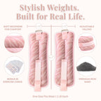 Pink Zebra Wrist & Ankle Weights – 1LB Each + 25 Exercise Cards