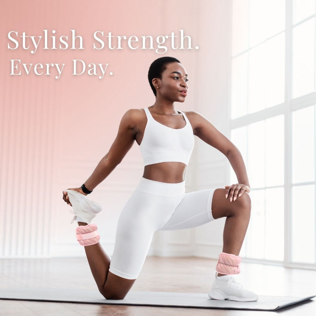 Pink Zebra Wrist & Ankle Weights – 1LB Each + 25 Exercise Cards