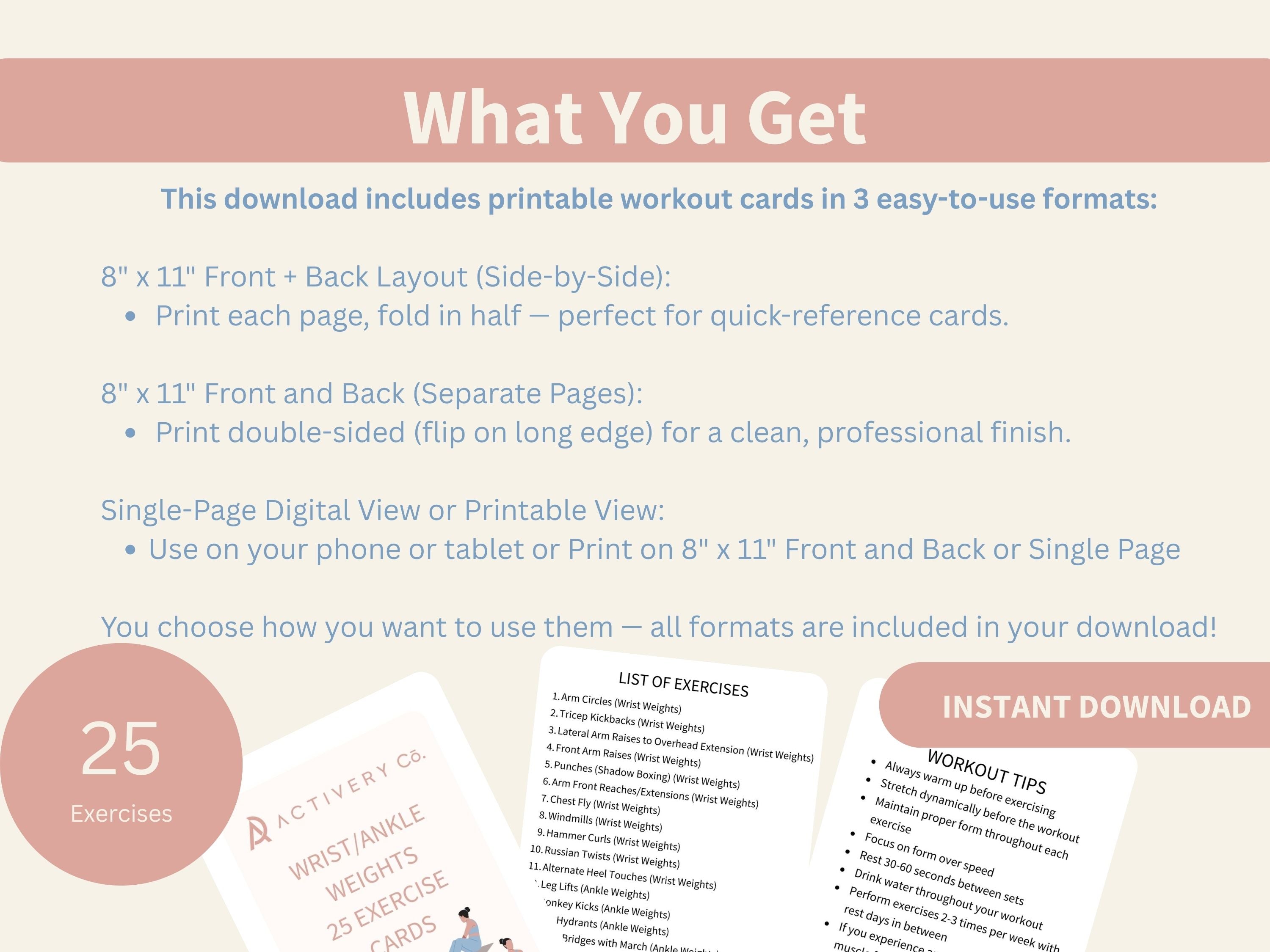 25 Wrist/Ankle Weights Exercise Cards