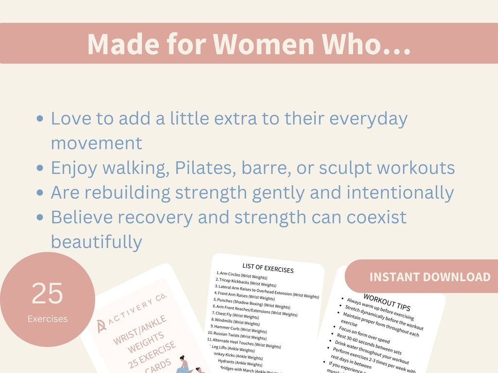 25 Wrist/Ankle Weights Exercise Cards