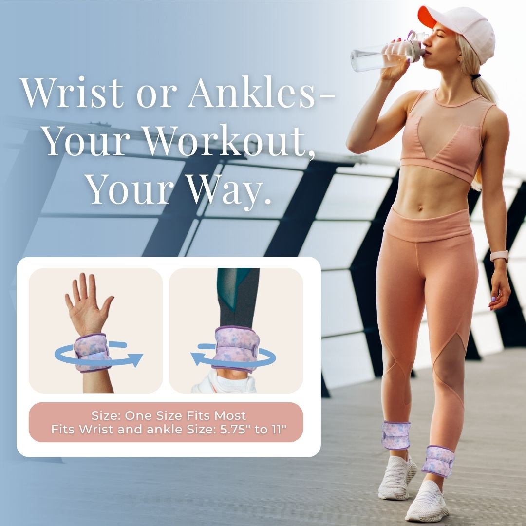 Purple Tie-Dye Wrist & Ankle Weights – 1LB Each + 25 Exercise Cards