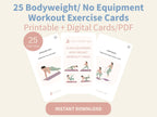 25 Bodyweight/ No Equipment Workout Exercise Cards
