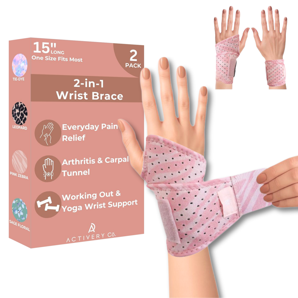Pink Zebra Wrist Brace 2-pack