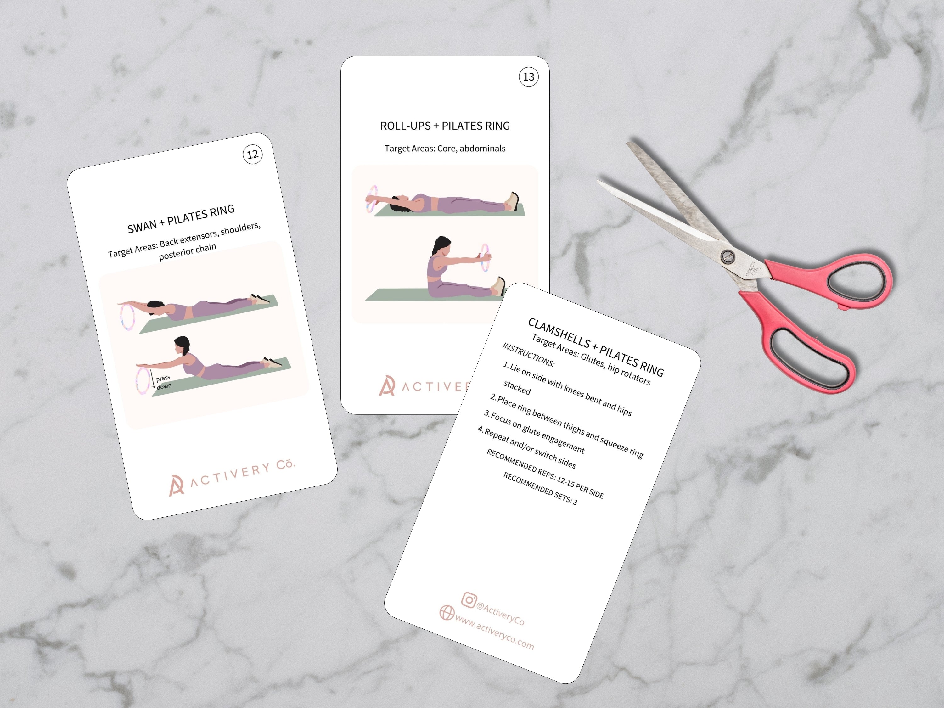 25 Pilates Ring Exercise Cards