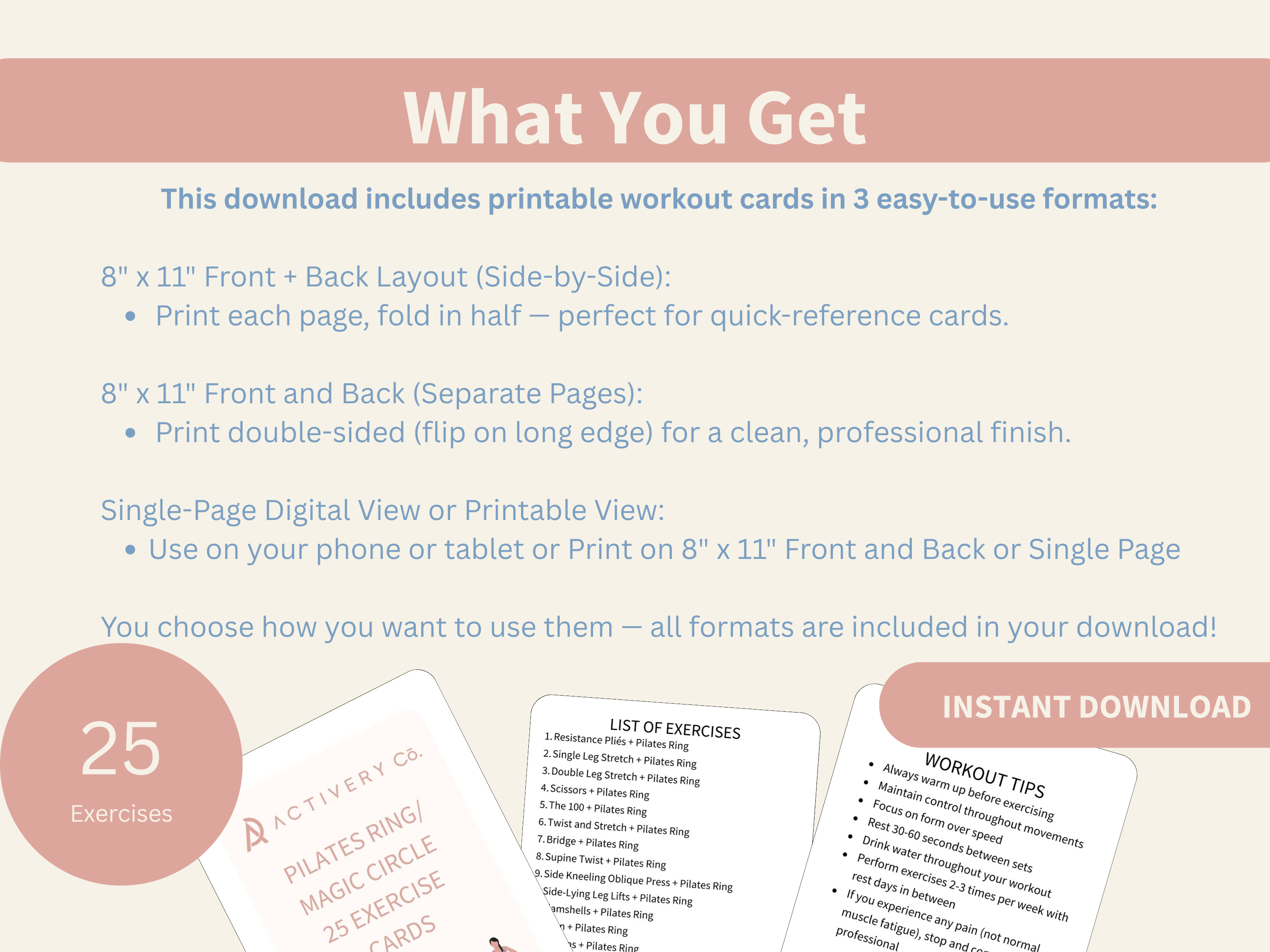 25 Pilates Ring Exercise Cards