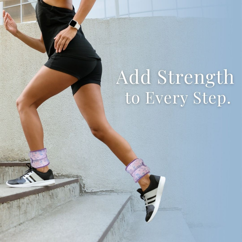 Purple Tie-Dye Wrist & Ankle Weights – 1LB Each + 25 Exercise Cards