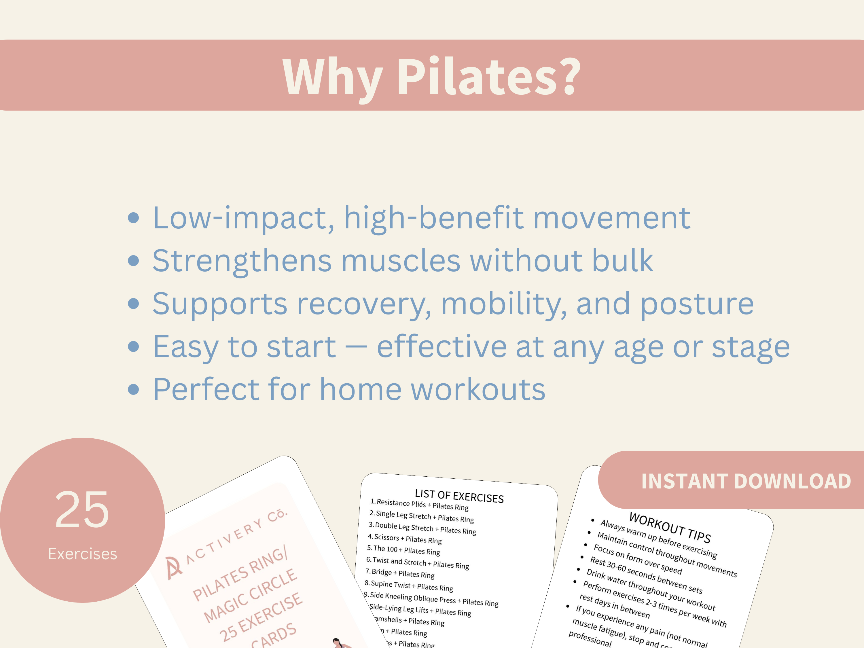 25 Pilates Ring Exercise Cards