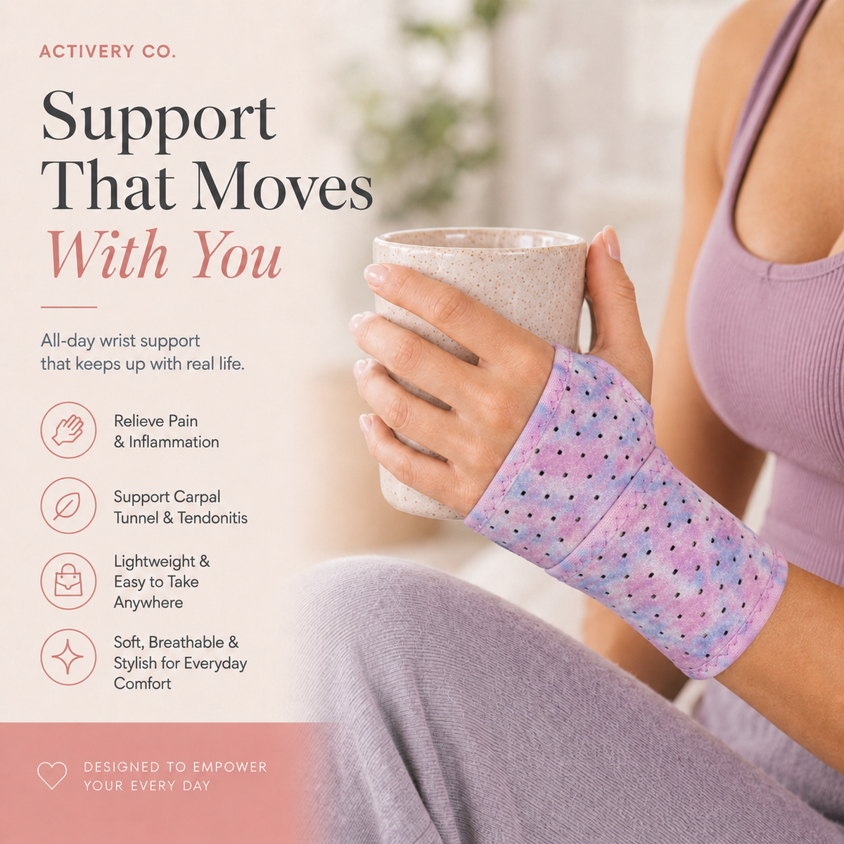 Purple Tie-Dye Wrist Brace for Women 2-Pack