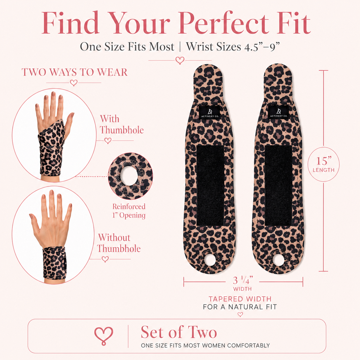 Leopard Print Wrist Brace for Women 2-pack