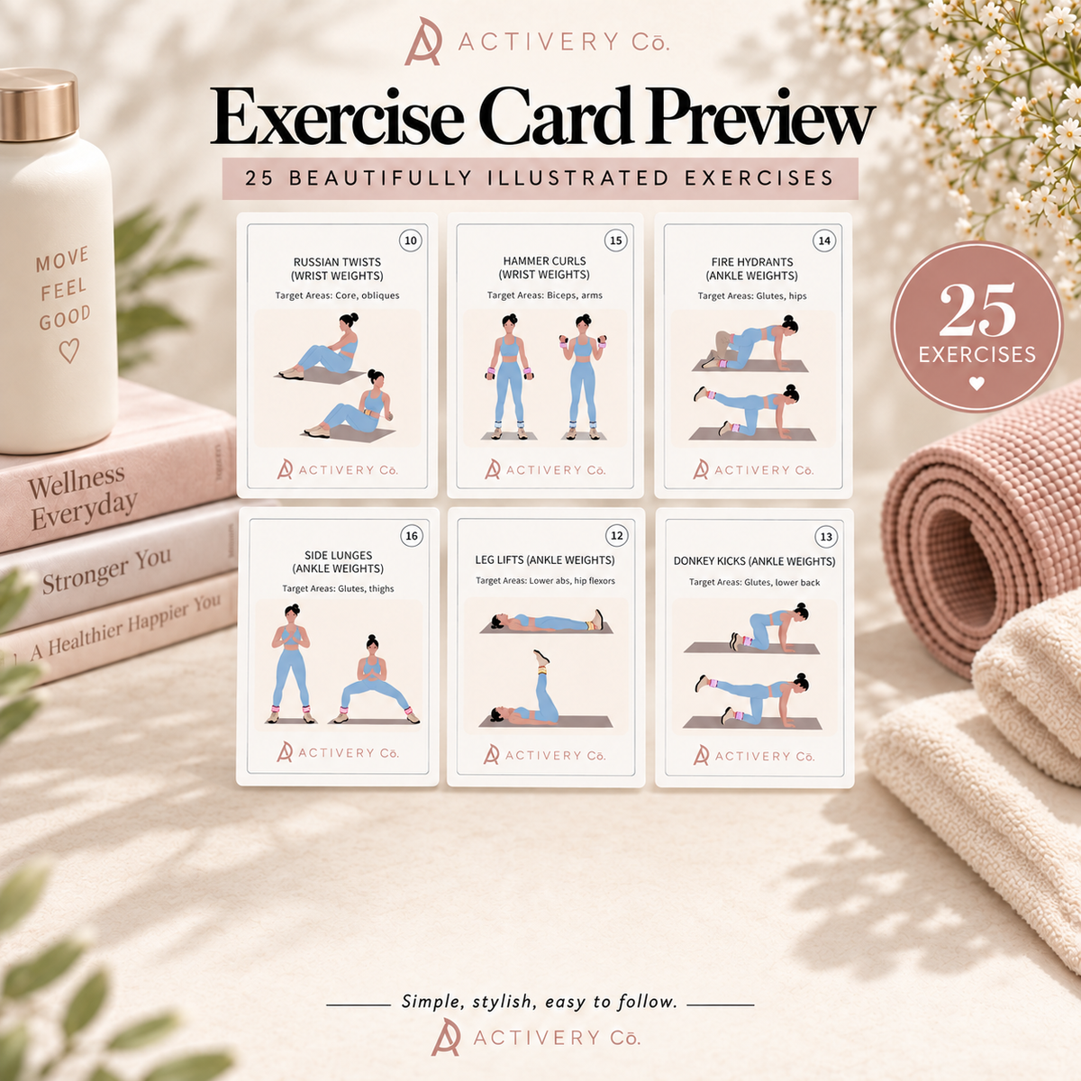 25 Wrist & Ankle Weight Workout Cards (Printable)