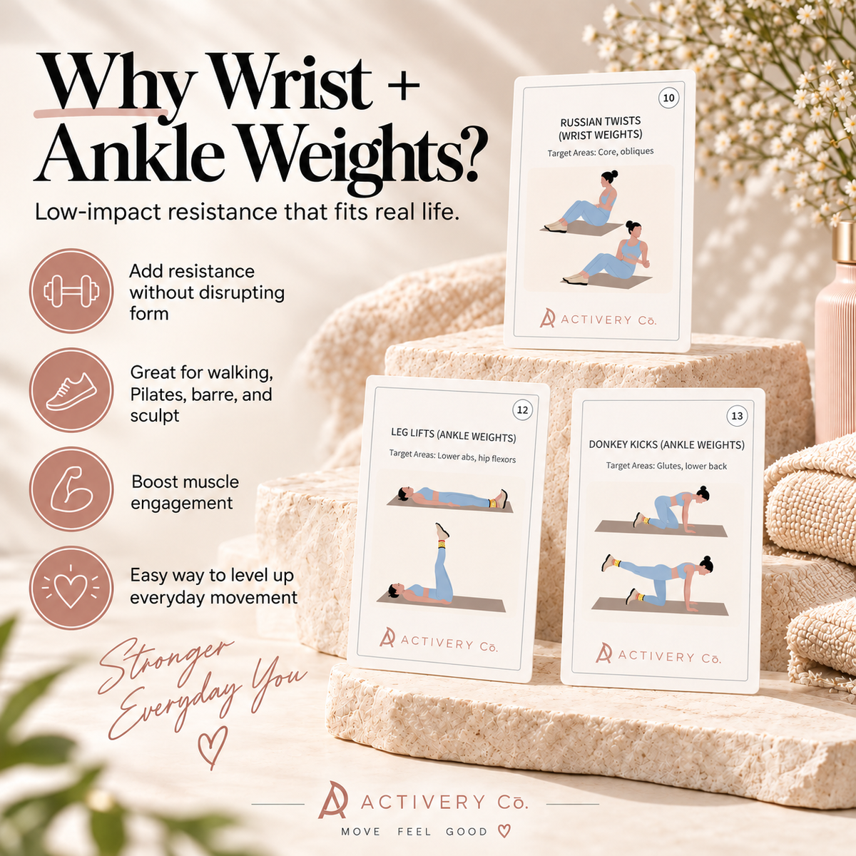 25 Wrist & Ankle Weight Workout Cards (Printable)