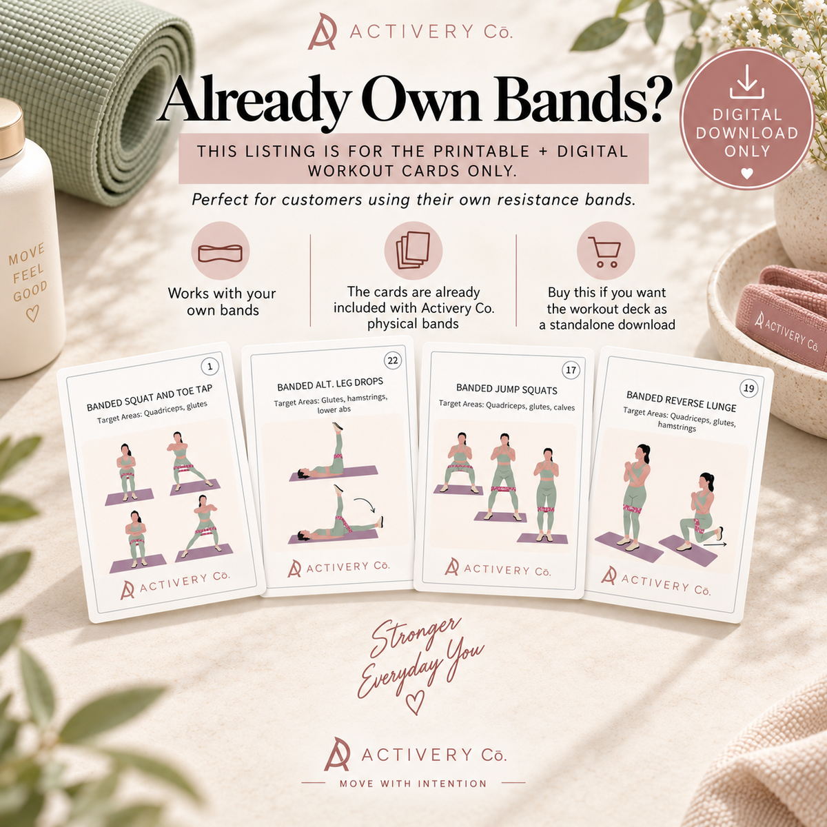 25 Resistance Band Workout Cards (Printable)