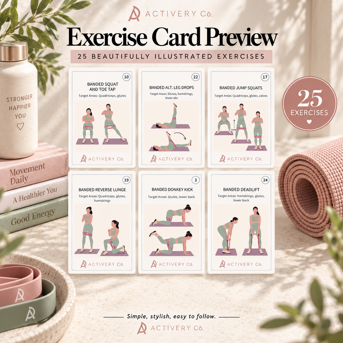 25 Resistance Band Workout Cards (Printable)