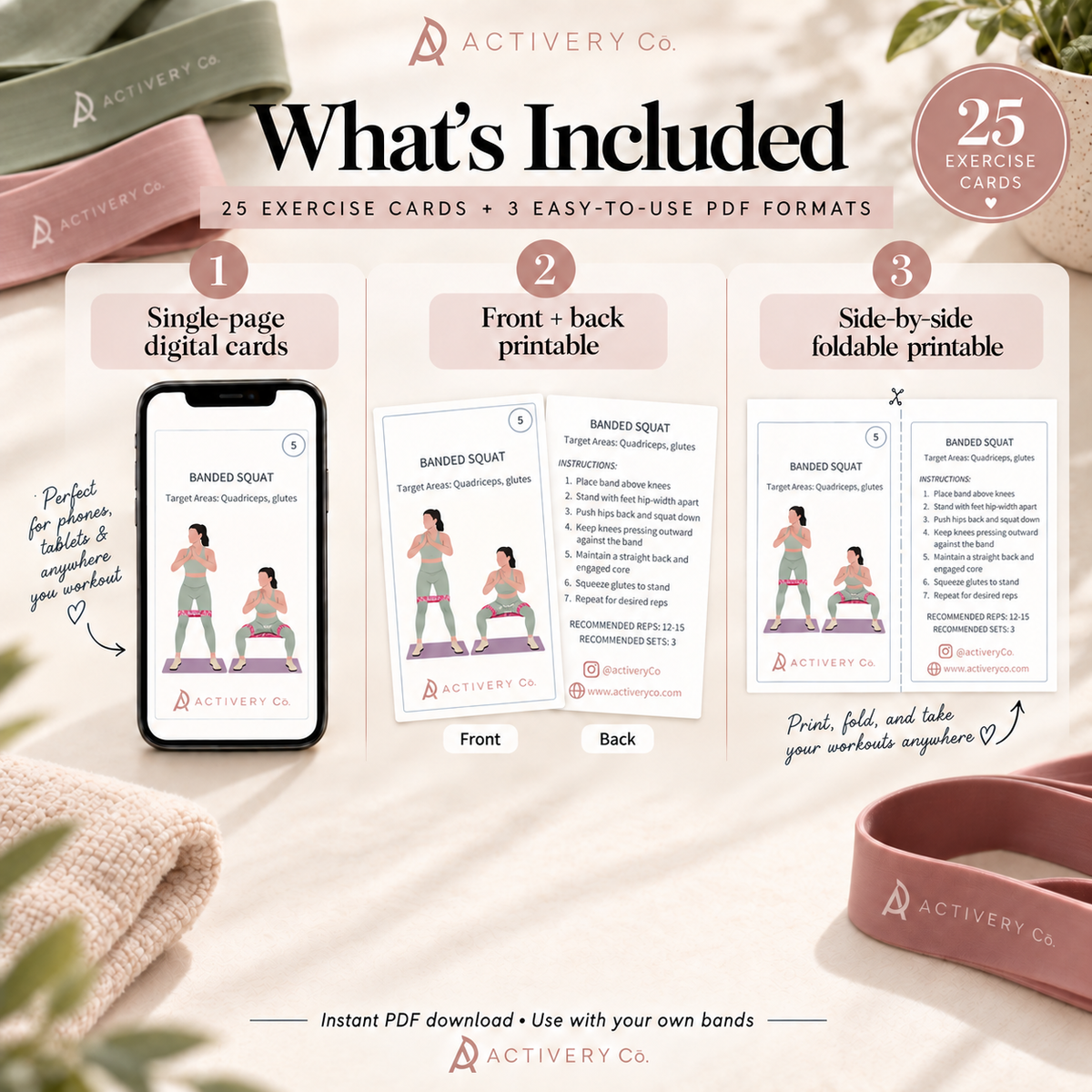 25 Resistance Band Workout Cards (Printable)