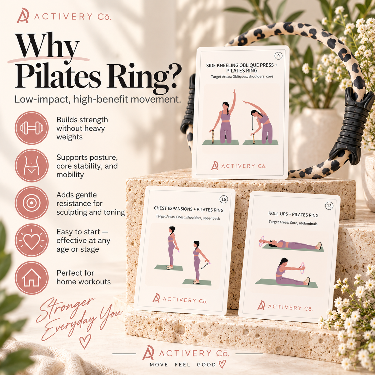 25 Pilates Ring Workout Cards (Printable)