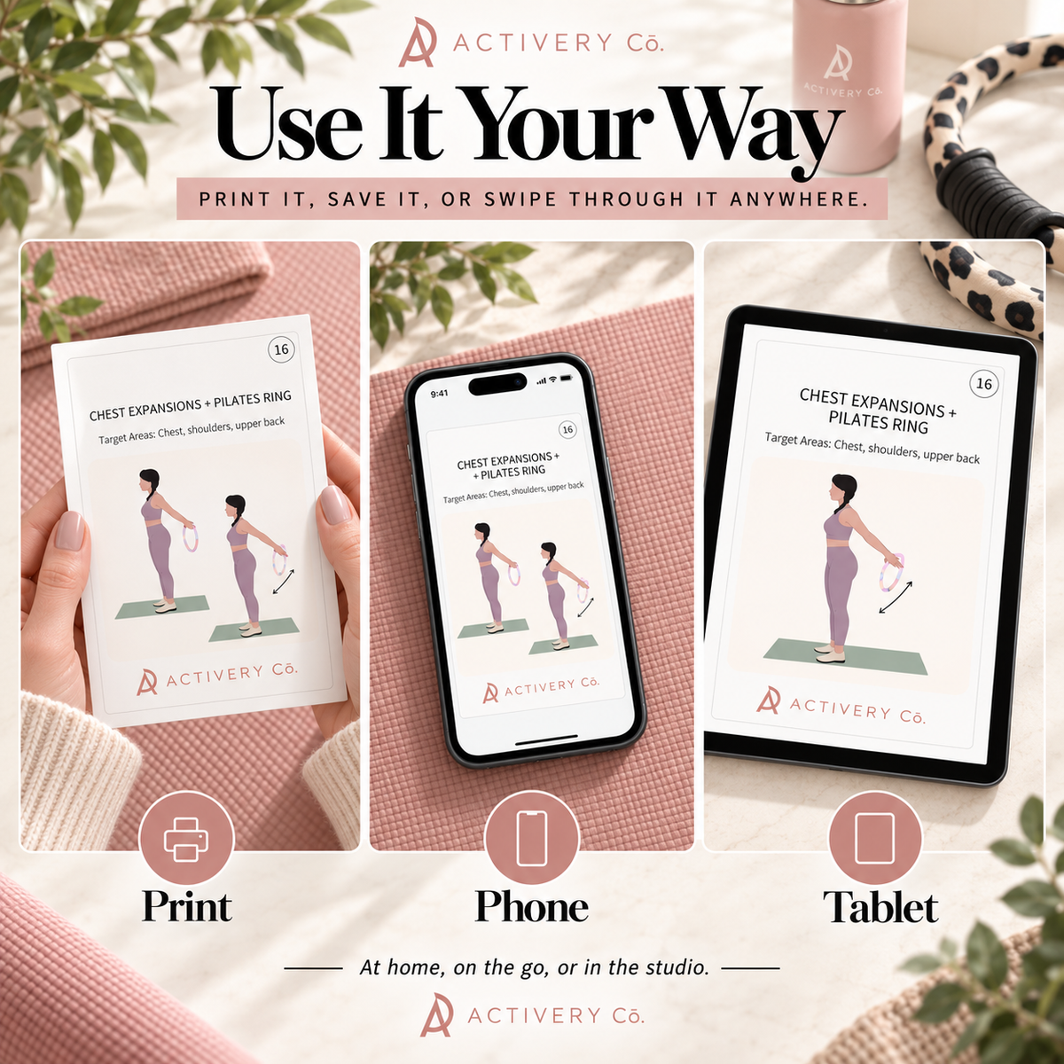 25 Pilates Ring Workout Cards (Printable)