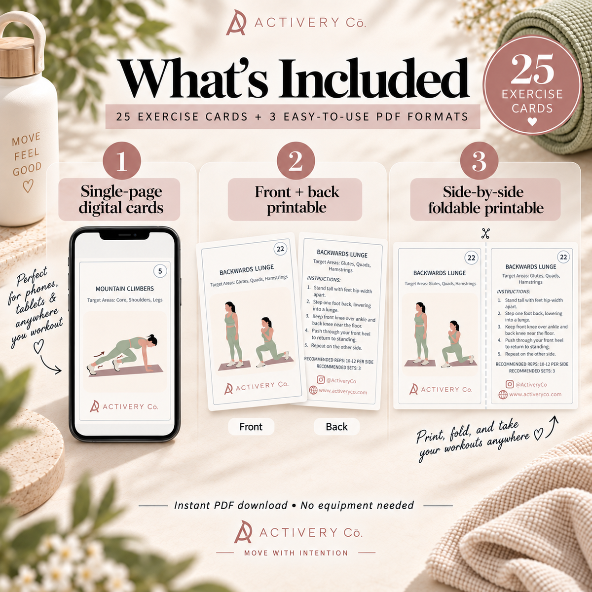 25 Bodyweight Workout Cards – No Equipment (Printable)