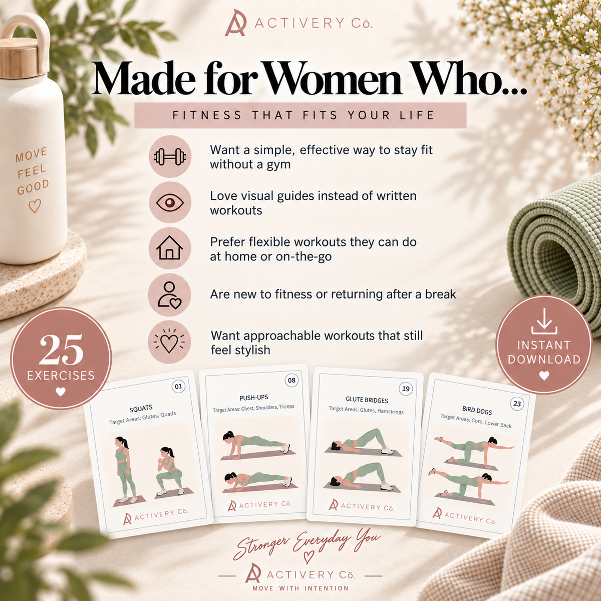 25 Bodyweight Workout Cards – No Equipment (Printable)