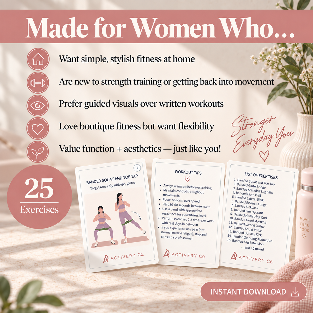 25 Resistance Band Workout Cards (Printable)
