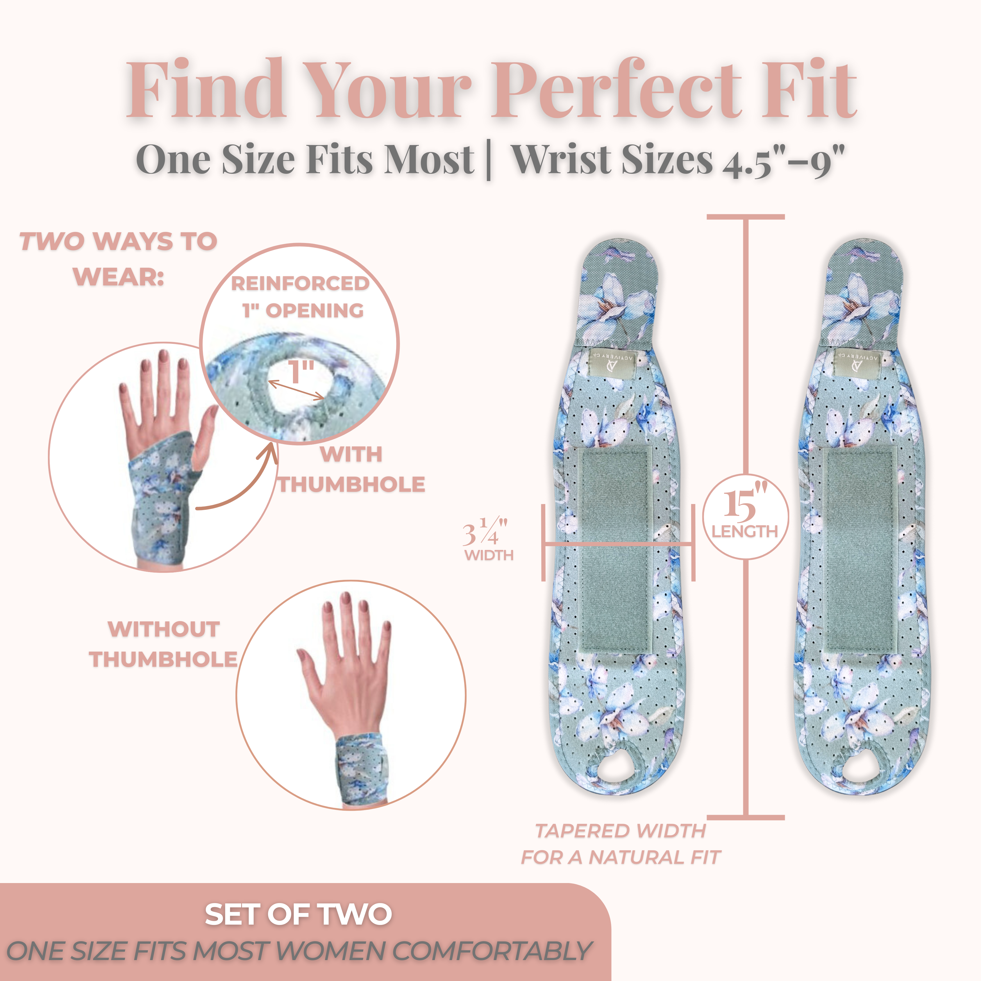 Sage Green Floral Wrist Brace 2-pack