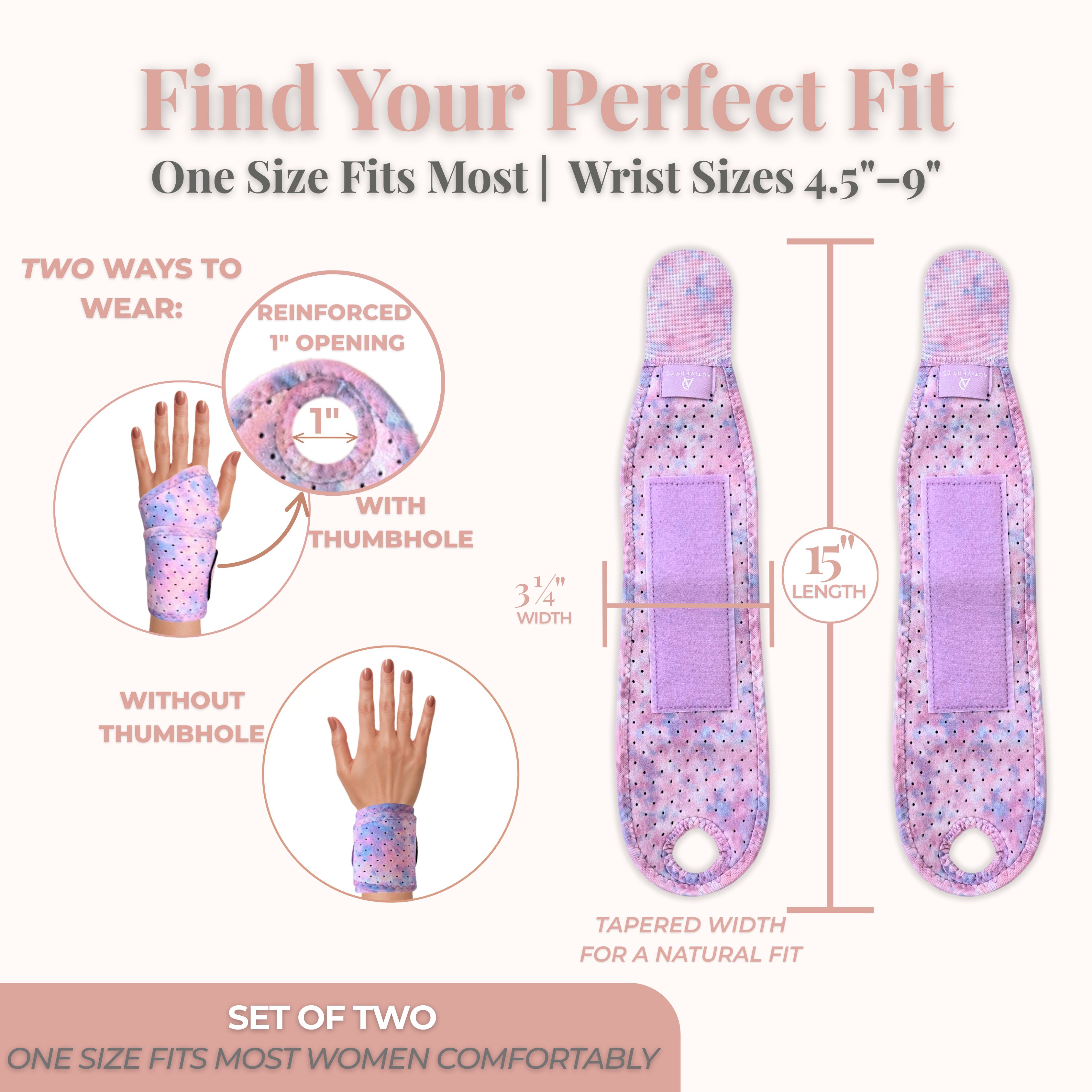 Purple Tie-Dye Wrist Brace 2-pack