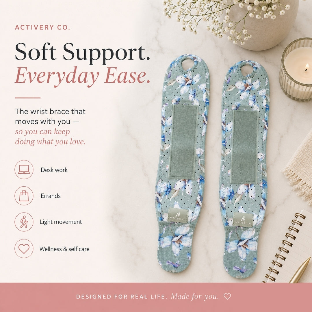 Sage Green Floral Wrist Brace for Women 2-pack