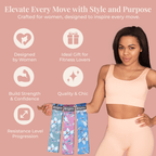 Floral Resistance Bands Set: 3-Piece Fabric Booty Bands + 25 Exercise Cards