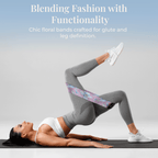 Floral Resistance Bands Set: 3-Piece Fabric Booty Bands + 25 Exercise Cards