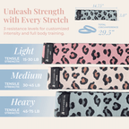 Leopard Print Resistance Bands Set: 3-Piece Fabric Booty Bands + 25 Exercise Cards