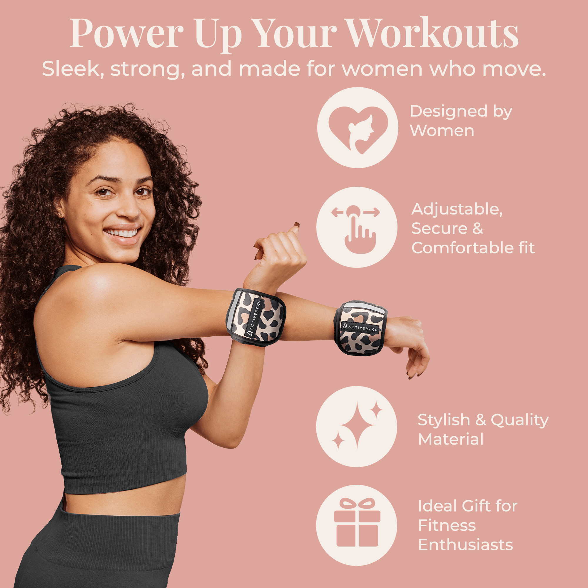 Leopard Wrist & Ankle Weights – 1LB Each + 25 Exercise Cards