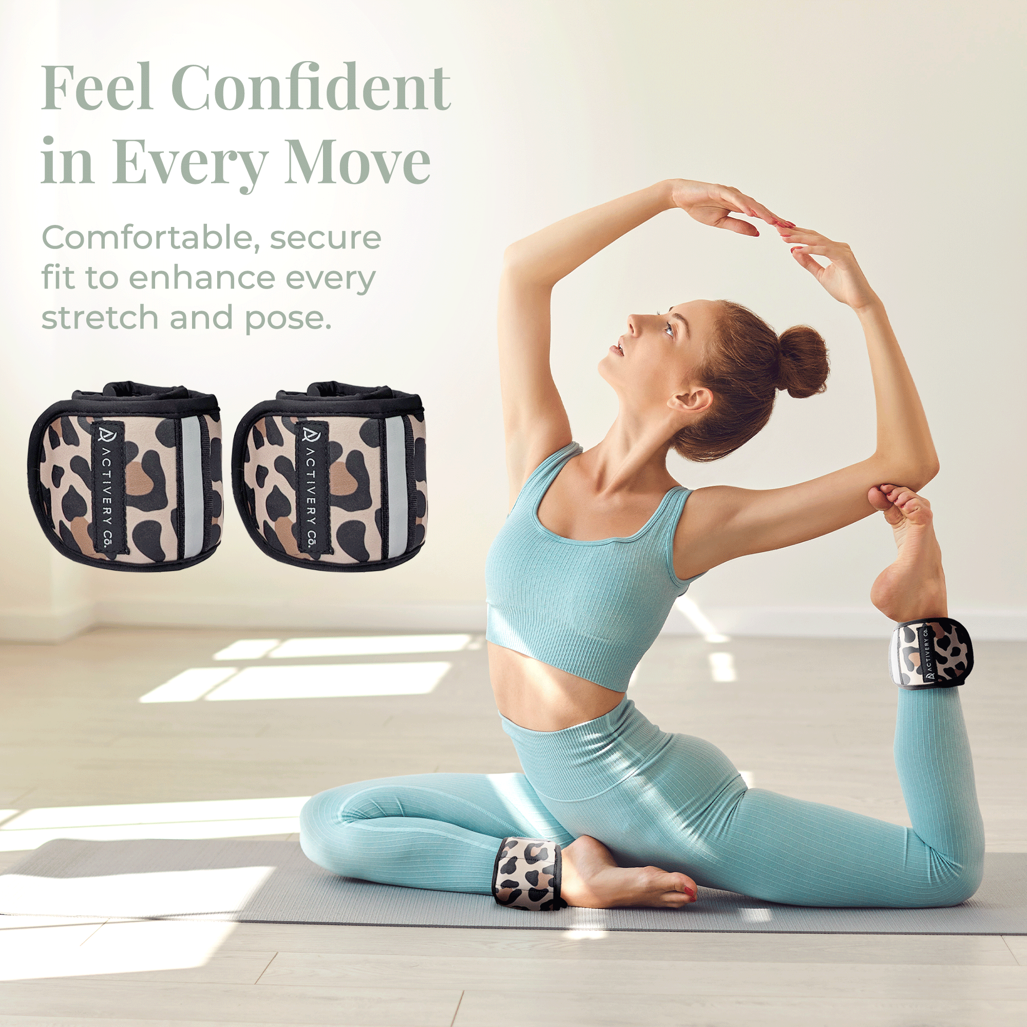 Leopard Wrist & Ankle Weights – 1LB Each + 25 Exercise Cards